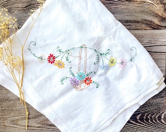 Vintage large embroidered tablecloth