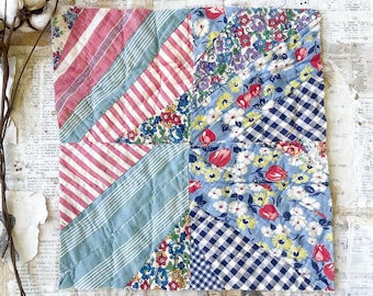 Vintage quiltstuk voor voerzak voor naaien, quilten, junkjournals, textielkunst