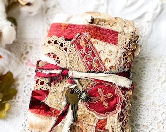 Handmade Vintage Fall Junk Journal, Fall Theme, Vintage Ephemera, Cloth Book, Textile Arts