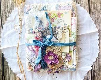 Vintage Amish quilt and fabric bundle for junk journals, slow stitching, textile arts