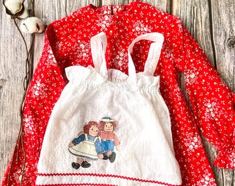 Vintage baby dresses MCM red cherries and Raggedy Andy