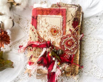 Handmade Vintage Fall Junk Journal, Fall Theme, Vintage Ephemera, Cloth Book, Textile Arts