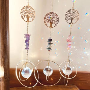 FOREST Suncatcher in Feng Shui crystal, tree of life, natural stones - Ideal gift - Hanging decoration