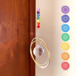 Attrape-soleil CHAKRA Suncatcher cristal multicolore - Cadeau original pour la maison - Suspension Home Decor - Décoration Boho - Fait main