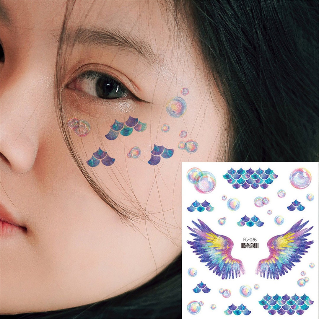 Women's Glitter Butterfly Face Tattoos Face Temporary Etsy