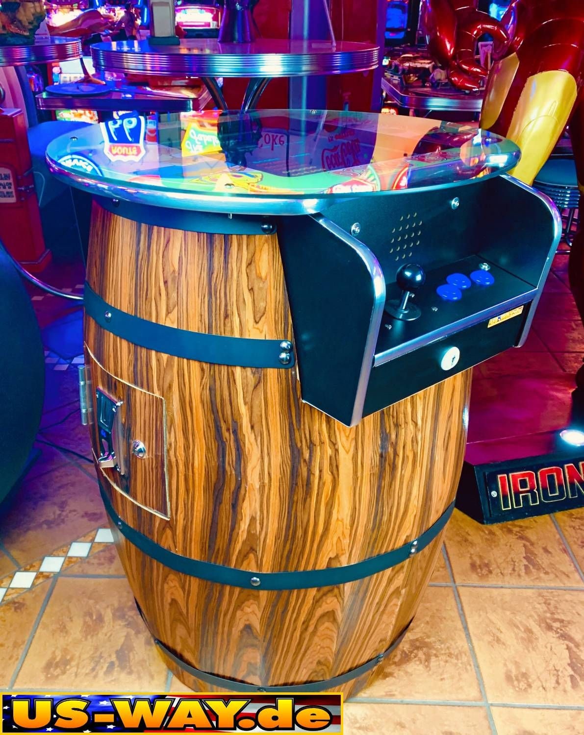 G-25 Barrel Retro Arcade Cabinet TV Video Gaming Machine Cocktail Table ...
