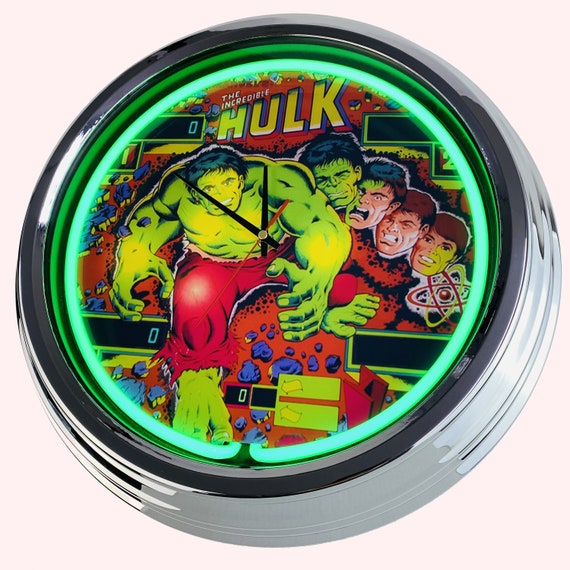 Pinball Hulk Gottlieb 1979 Large Neon Clock 17 Inch N 0742 Retro Wall Clock in 50 s Style Etsy