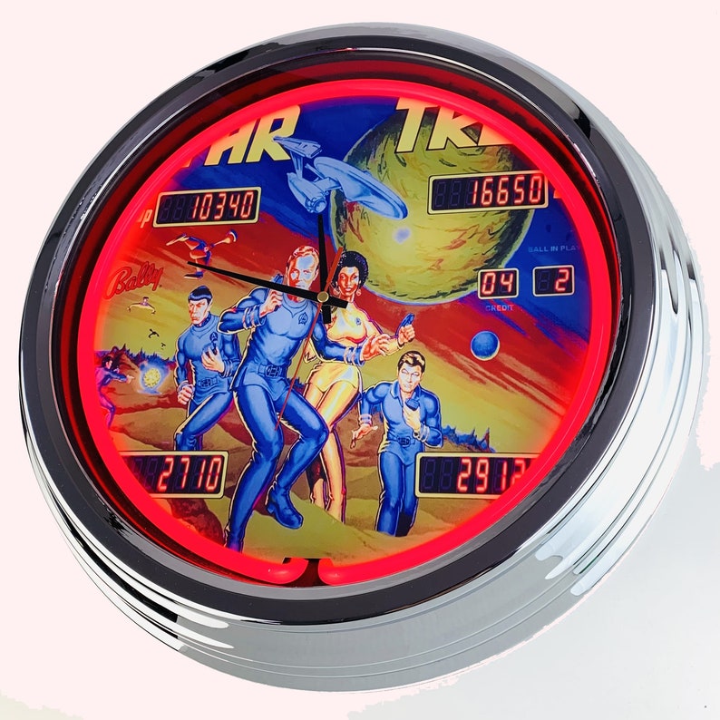 Pinball Star Trek Bally 1978 Large Neon Clock 17