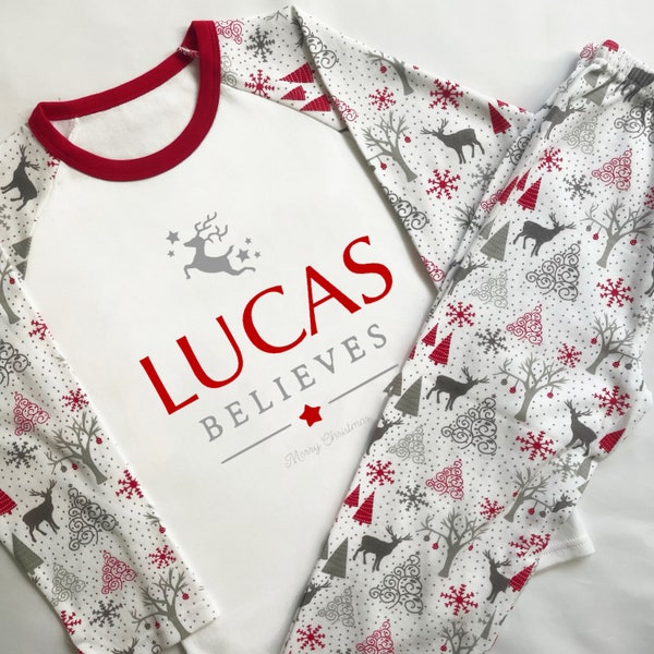 Believes childrens personalised Christmas pyjamas