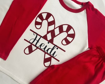 Candy cane personalised children’s Christmas’s pyjamas