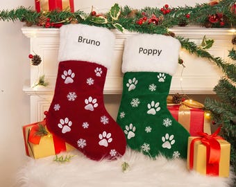 Personalised  Pet Stocking, Christmas Stocking Paws, Dog Stocking, Dog Lover Gift, Paw Print Stocking