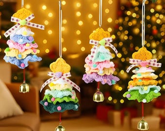 Modèle de décoration au crochet à volants superposés, motif sapin de Noël, PDF pour débutants
