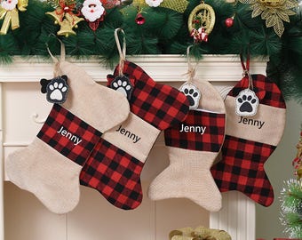 Pet Christmas Stockings, Pet Stockings, Dog Stocking, Cat Stocking, Pet Xmas, Personalised Dog Bone Stocking, Bone Stocking, Puppy Stocking