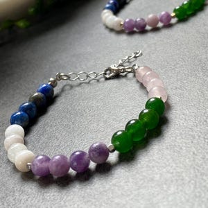 Handmade Libra Zodiac Bracelet, Natural Gemstones, Balance, Clarity, Love, Peace