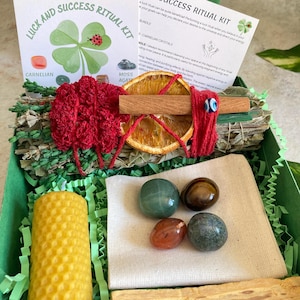Luck and Success Ritual Kit, Good Luck Crystals, Manifestation Gift Set, Positive Energy Kit, Healing Crystals for Luck and Fortune, Luck