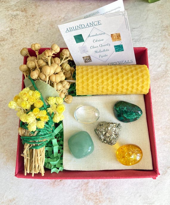 Abundance Crystal Set, Money Manifestation Kit,  Wealth & Prosperity Crystals for Success and Money Energy