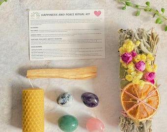 Self Love Crystal Ritual Kit, Sage, Palo Santo, Beeswax Candle