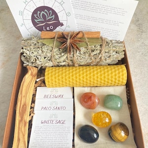 Leo Zodiac Crystal Set, Astrology Gift, Healing Crystals for Leo, Leo Birthday Gift, Leo Zodiac Gift Box, Leo Gift Set, Crystals for Leo