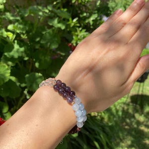 Aquarius Zodiac Bracelet, 6mm Crystal Healing Bracelet, Aquarius Birthstone, Quartz, Labradorite, Amethyst, Aquamarine, Garnet,Aquarius Gift