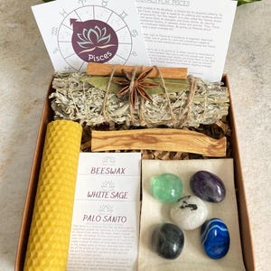 Pisces Crystal Set, Healing Crystals for Pisces, Zodiac Gift, Astrology Gift, Pisces Gift Box, Pisces Birthday Gift, Crystals for Pisces