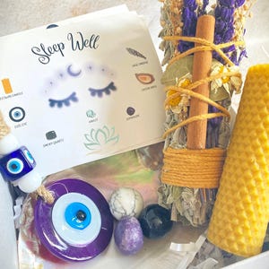 Peaceful Sleep Crystal Set, Sleep Well Ritual Kit, Healing Crystals for Restful Sleep, Natural Sleep Aid, Stress Relief, Insomnia Gift