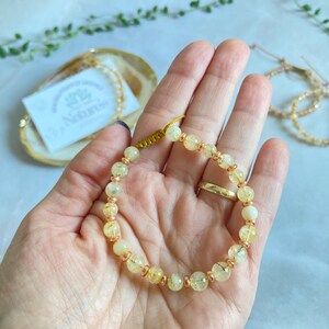 Armband natuurlijke citrien, 6 mm gele kristalkralen, armband Joy, Positivity and Abundance, zonnevlechtchakra, armband citrienkristal