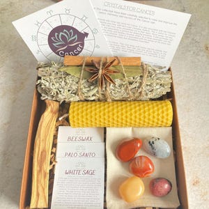 Krebs Sternzeichen Kristall-Set, Astrologie Geschenk, Heilkristalle für Krebs, Krebs Geburtstagsgeschenk, Krebs Sternzeichen Geschenkbox, Kristalle für Krebs