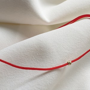 Solid 14k gold bead bracelet - minimalist bracelet, kabbalah bracelet , red cord string bracelet - friendship bracelet, beaded cord bracelet
