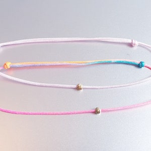 14k solid gold bead bracelet - Kids beaded cord bracelet red cord string bracelet - friendship bracelet, minimalist bracelet, kabbalah