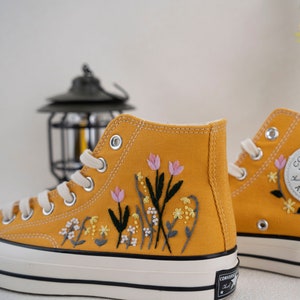 Custom Converse Chuck Taylor Embroidered,Custom Embroidered Wedding Sneakers,Bridal Flowers Embroidered Shoes,Personalized Bride Sneakers