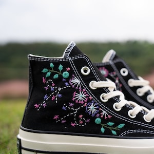 Custom Converse Chuck Taylor Embroidered,Custom Embroidered Wedding Sneakers,Bridal Flowers Embroidered Shoes,Personalized Bride Sneakers