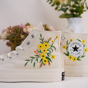 Custom Converse Chuck Taylor Embroidered,Custom Embroidered Wedding Sneakers,Bridal Flowers Embroidered Shoes,Personalized Bride Sneakers