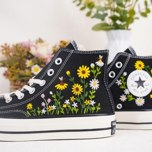 Custom Converse Chuck Taylor Embroidered,Custom Embroidered Wedding Sneakers,Bridal Flowers Embroidered Shoes,Personalized Bride Sneakers