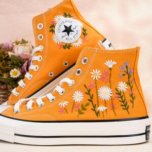 Custom Converse Chuck Taylor Embroidered,Custom Embroidered Wedding Sneakers,Bridal Flowers Embroidered Shoes,Personalized Bride Sneakers