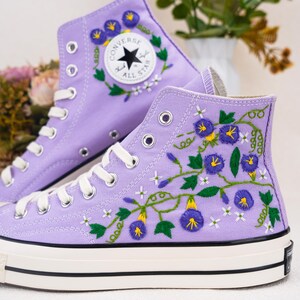 Custom Converse Chuck Taylor Embroidered,Custom Embroidered Wedding Sneakers,Bridal Flowers Embroidered Shoes,Personalized Bride Sneakers