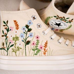 Custom Converse Chuck Taylor Embroidered,Custom Embroidered Wedding Sneakers,Bridal Flowers Embroidered Shoes,Personalized Bride Sneakers