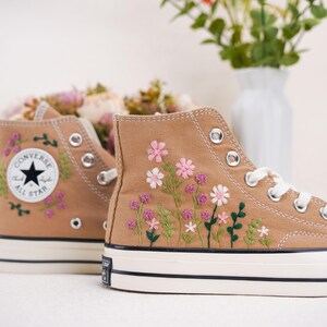 Custom Converse Chuck Taylor Embroidered,Custom Embroidered Wedding Sneakers,Bridal Flowers Embroidered Shoes,Personalized Bride Sneakers