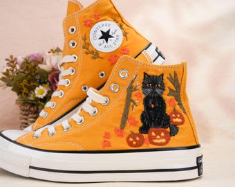 Custom Converse Chuck Taylor Embroidered,Personalized Converse Embroidery Shoes,Custom cat Design,Unique Handmade Gift for Sneaker Lovers