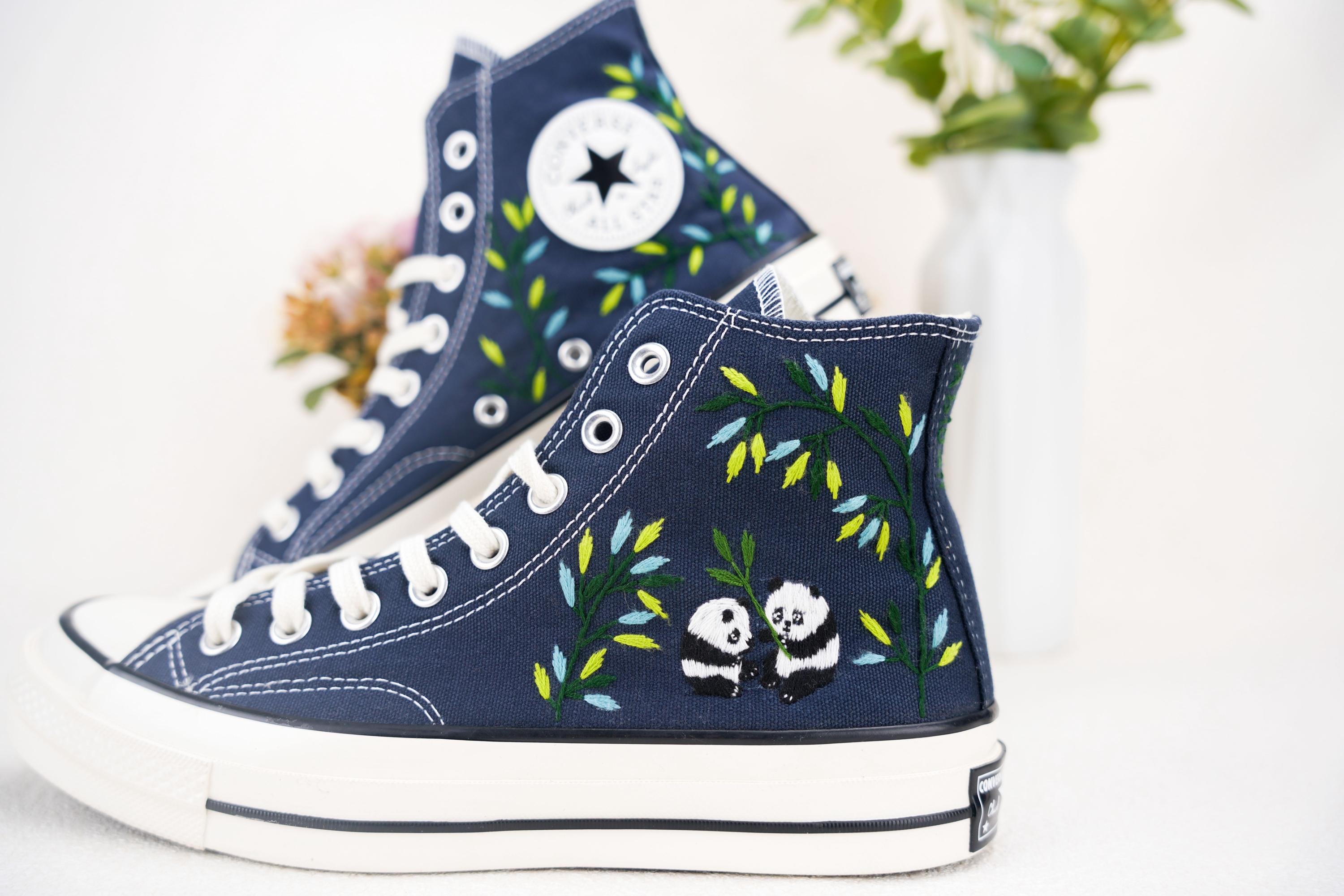 Custom Converse Chuck Taylor Embroidered,Personalized Converse Embroidery Shoes,Custom panda Design, Embroidered panda Converse