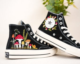 Custom Converse Chuck Taylor Mushrooms Embroidered Converse Shoes/ Mushrooms Embroidered Converse Custom/ Mushrooms Embroidered Sneakers