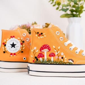 Custom Converse Chuck Taylor Mushrooms Embroidered Converse Shoes/ Mushrooms Embroidered Converse Custom/ Mushrooms Embroidered Sneakers