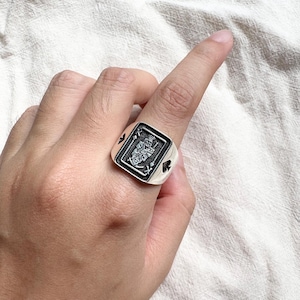 Totenkopf Sensenmann Pik König 925 Sterling Silber Ring, Spielkarte Biker Ring, Pik As Siegelring, Poker Spieler Geschenk für Männer