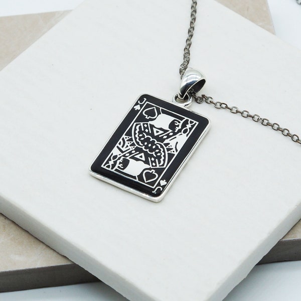 Jeu de cartes porte-bonheur Black Jack of Spades en argent sterling 925, pendentif vintage unisexe minimal pour hommes