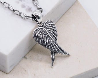 Double Feather Duo Gaurdian Angel Wing 925 Sterling Silver Pendant,Memorial Spiritual Faith Jewelry for Women Unisex, Gift for Mother&#39;s Day
