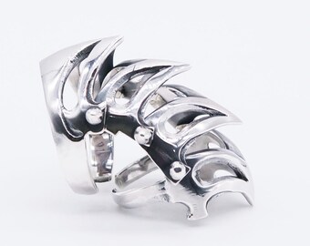 Men's Large Stainless Steel Dragon Claw Ring With CZ Stones - Gothic Knight Vintage Style Statement Ring 1 thumbnail image