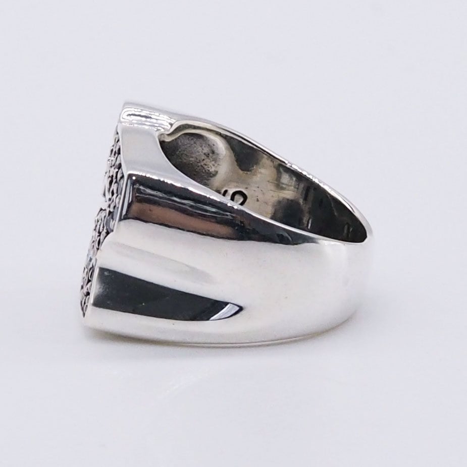 Lucky Number 7 Sterling Silver Ring: Vintage Angel Star, Cubic