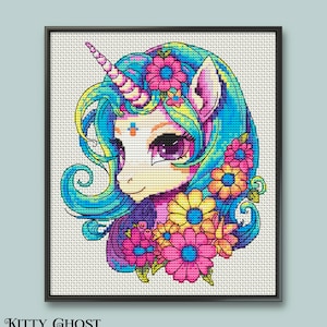 Flower Unicorn Cross stitch PDF Pattern