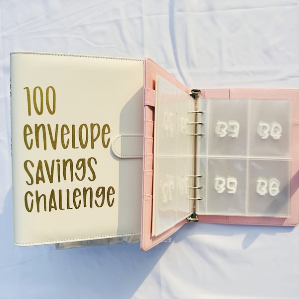 100 Envelopes Money Saving Challenge, Cash Budget Challenge Binder, Budget Binder with Cash Envelopes,Cash Saving Binder Book,Save 5050 gift