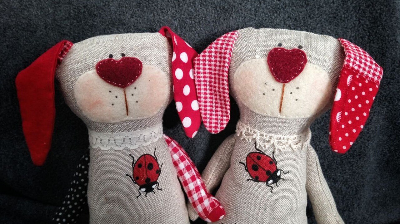 Textile Toy, Textile Rabbit, Linen Animals, Cotton Rabbit, Cotton