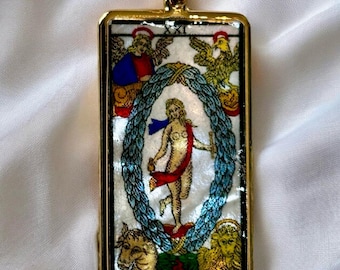 Collana con Tarocchi di Marsiglia in Madreperla: Gioiello speciale in Oro/Argento • la carta porta un messaggio per te dall'arcano prescelto